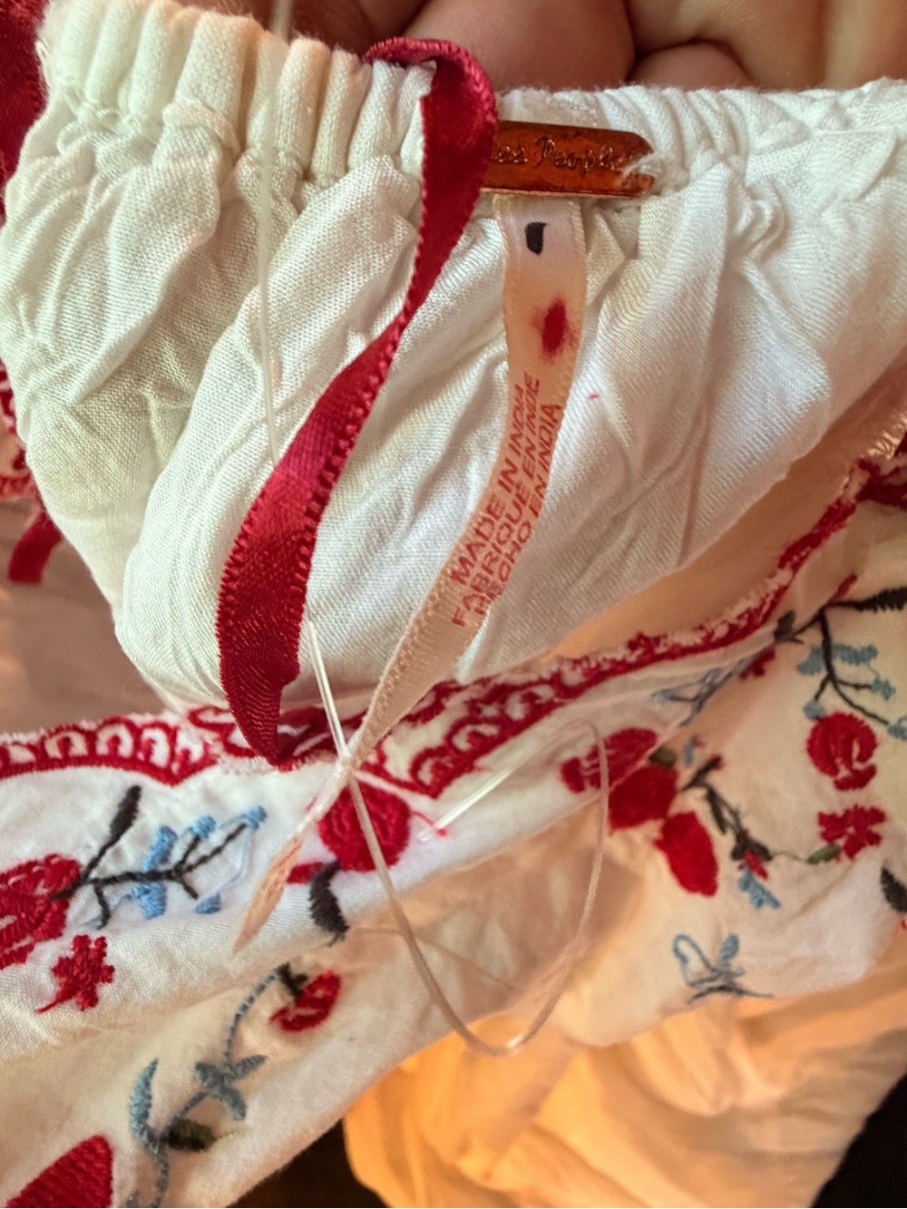 Free People Valenciana Midi Dress L Ivory Red Embroidered NWOT $248 Retail - Picture 5 of 6